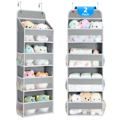 Yecaye over-the-door organizer front view, four bins for easy toy organization