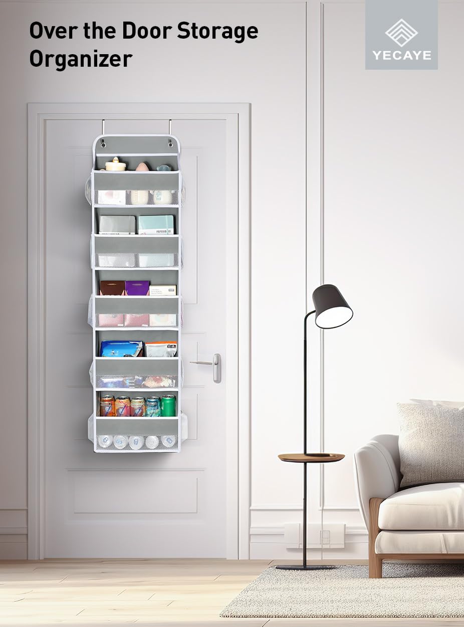 Yecaye over door organizer 44lbs load capacity supports heavier items while staying stable.