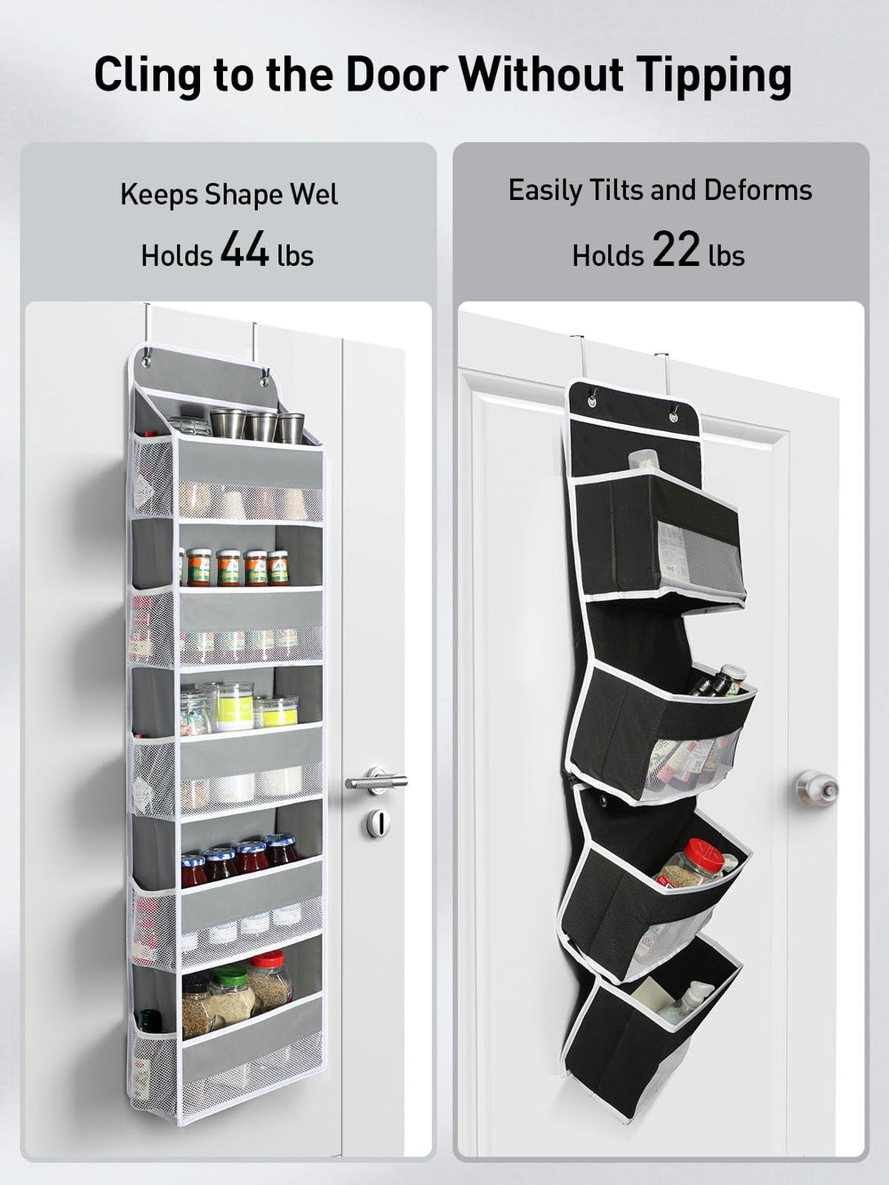 Yecaye over door organizer 5 bins closeup highlights large capacity for baby supplies.