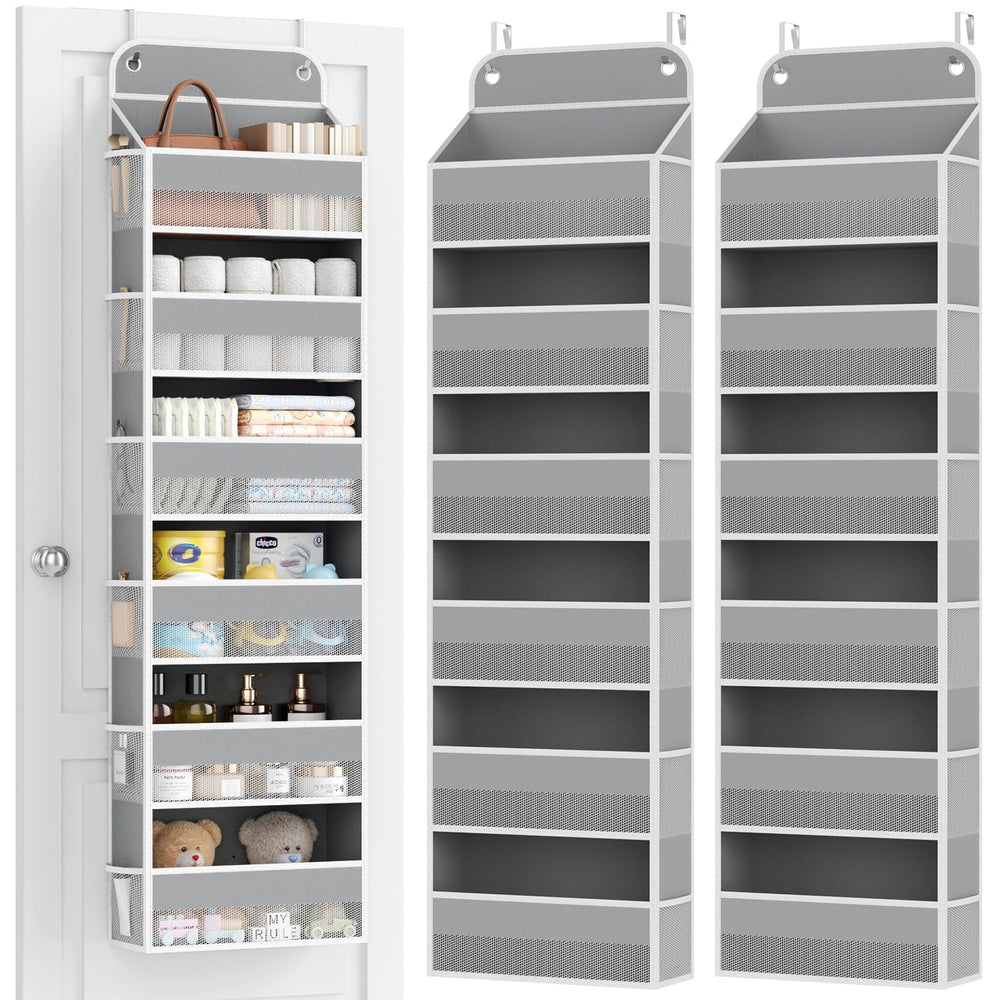 Yecaye over-the-door organizer 6-tier front view keeps daily items tidy behind a door.