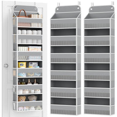 Yecaye over-the-door organizer 6-tier front view keeps daily items tidy behind a door.