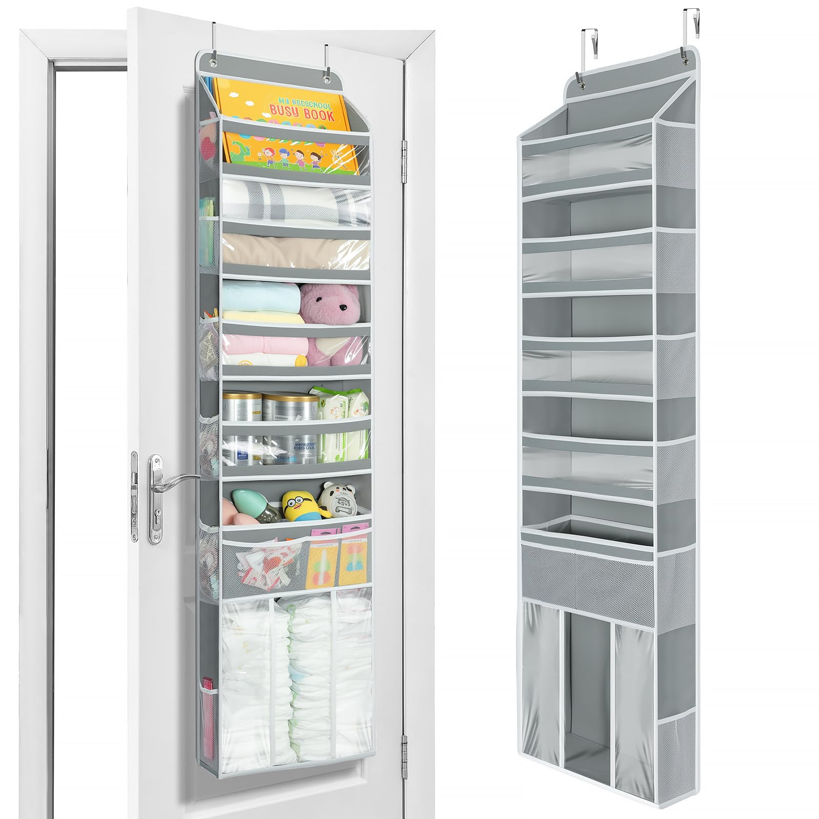 Yecaye 6-tier over-the-door organizer main view demonstrates expanded storage for nursery clutter.