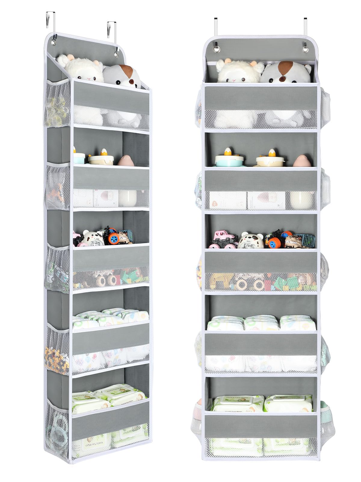 Yecaye over door organizer full view shows roomy storage for towels, toys, and essentials.
