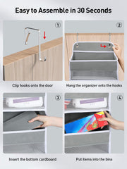 Yecaye over door organizer installation tool-free demonstrates quick, mess-free setup.