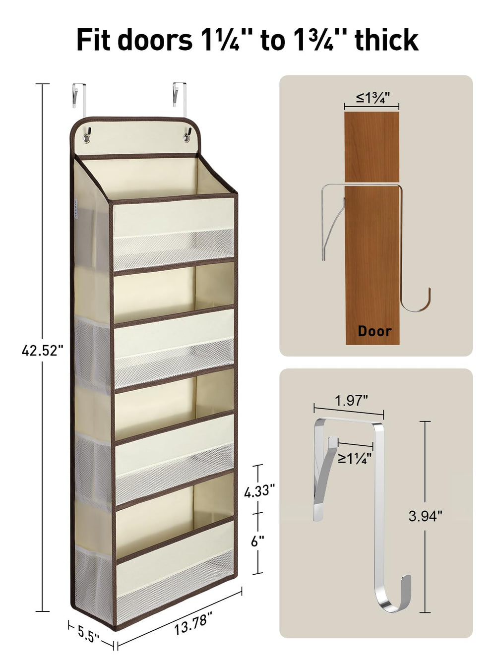 Yecaye over-door organizer with sturdy construction and reinforced bottom