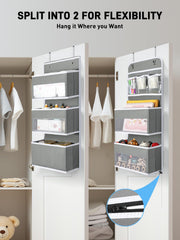 Yecaye over-the-door 6-tier organizer split into two 3-shelf units for compact spaces.