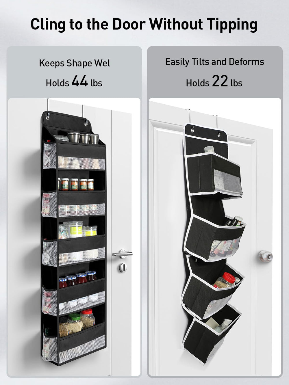 Yecaye door organizer shows ten side pockets for compact storage and easy access.