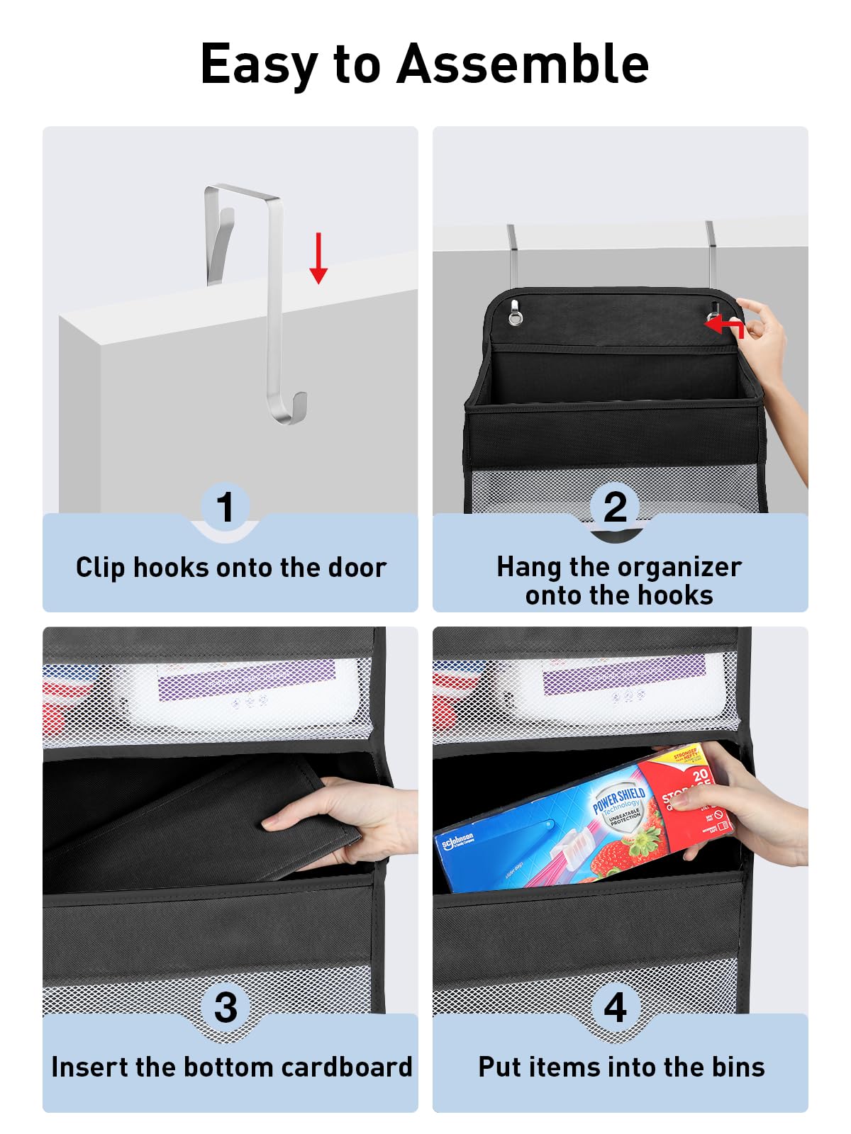Yecaye over-the-door organizer in nursery keeps essentials neatly stored and within reach.