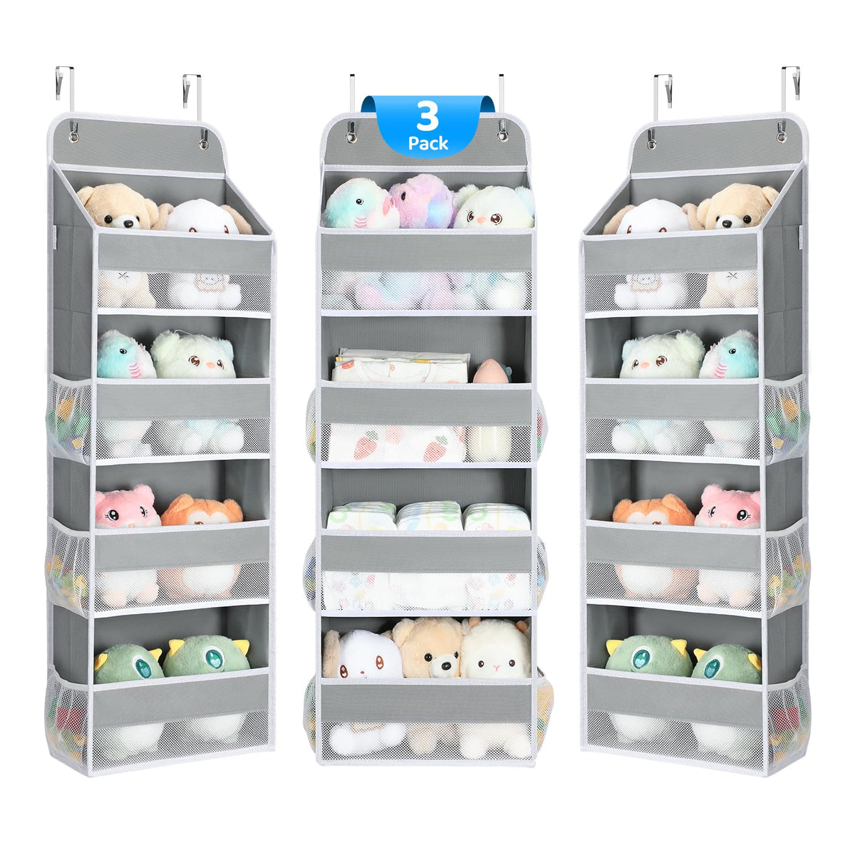 Yecaye over-the-door organizer pack front view saves closet space.
