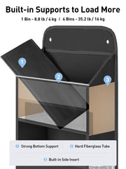 Yecaye over-the-door organizer swing-proof design prevents sagging with sturdy fiberglass tubes.