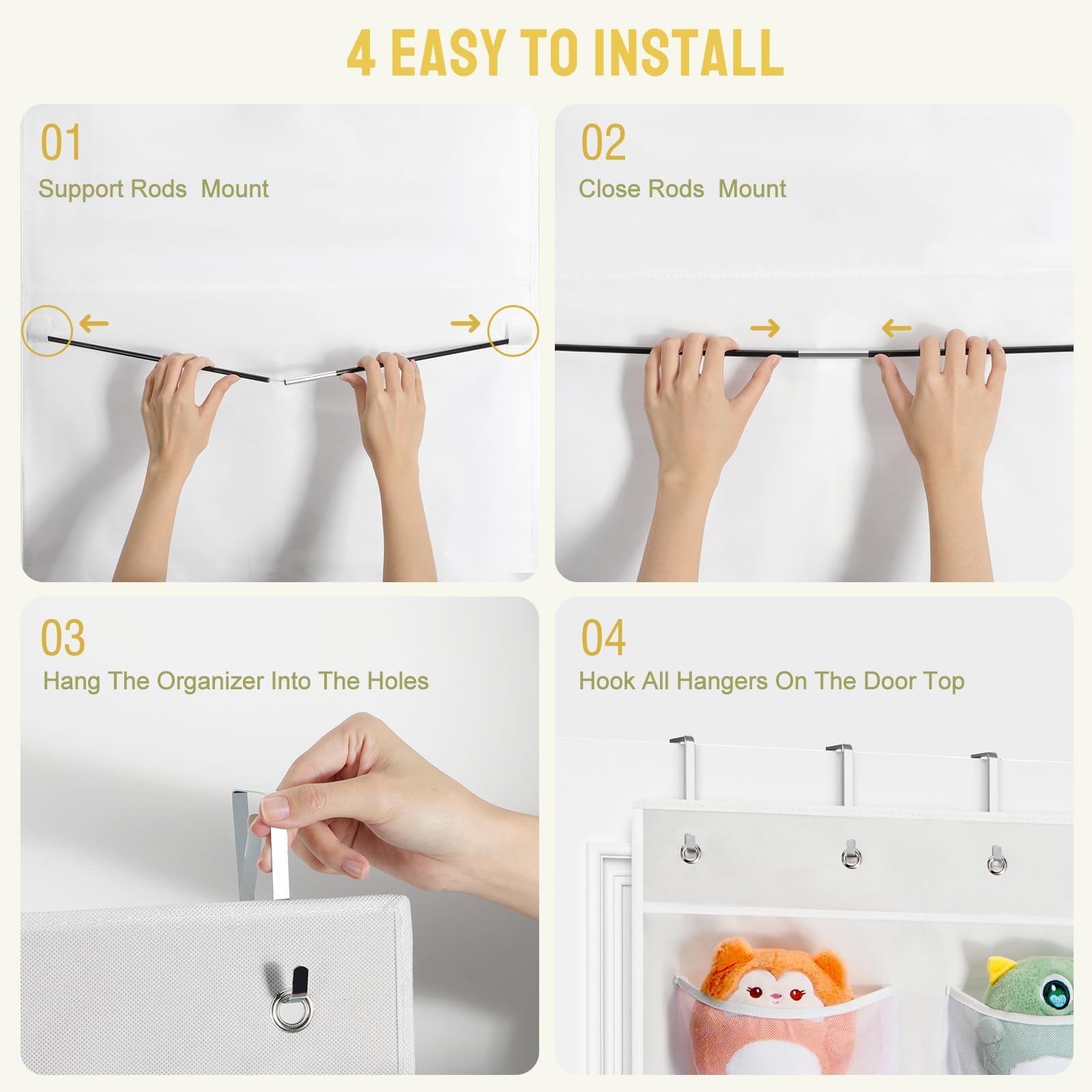 Yecaye effortless tool free installation lets you mount on doors quickly