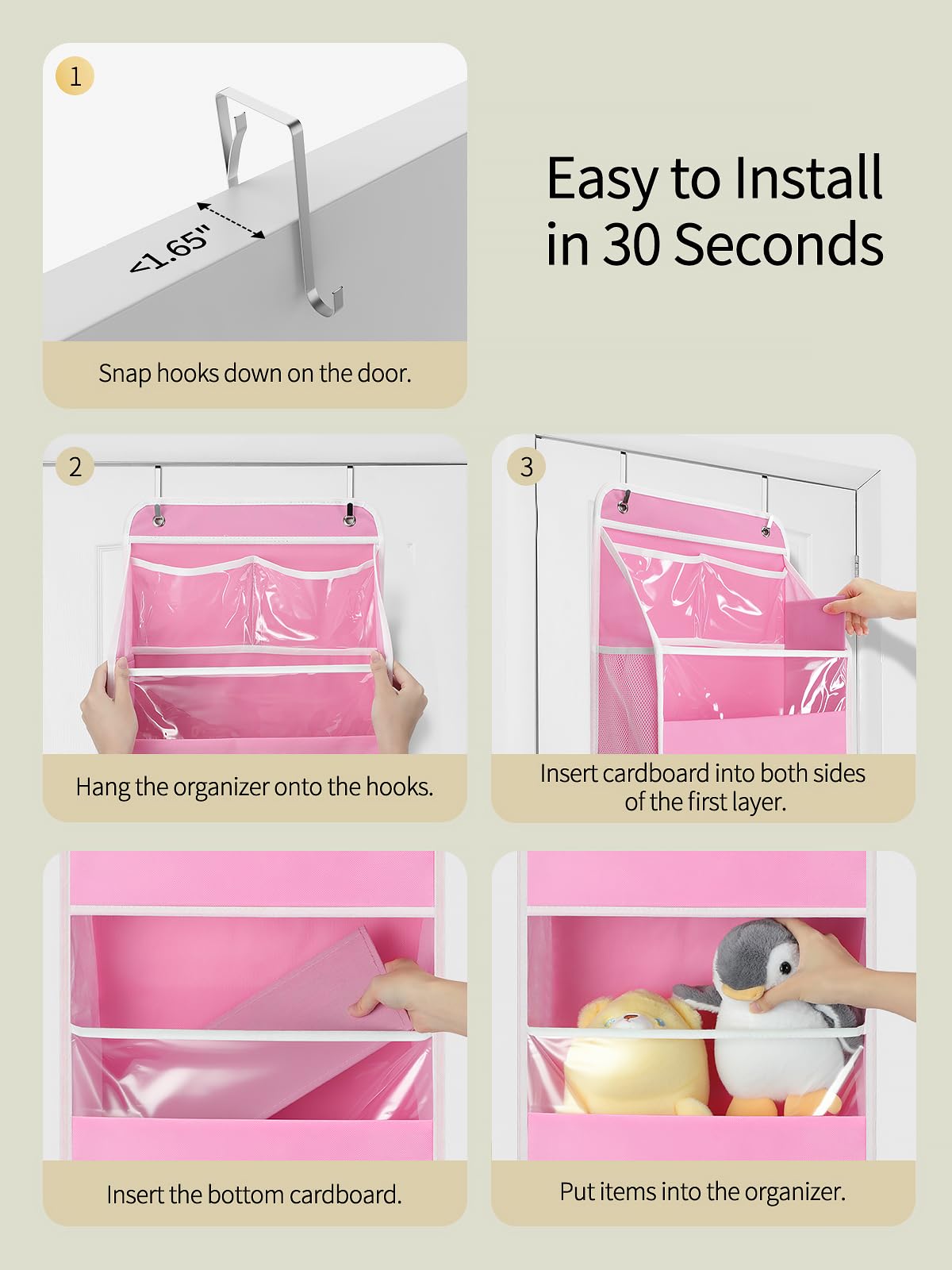 Yecaye sturdy door organizer reinforced frame resists sagging during use