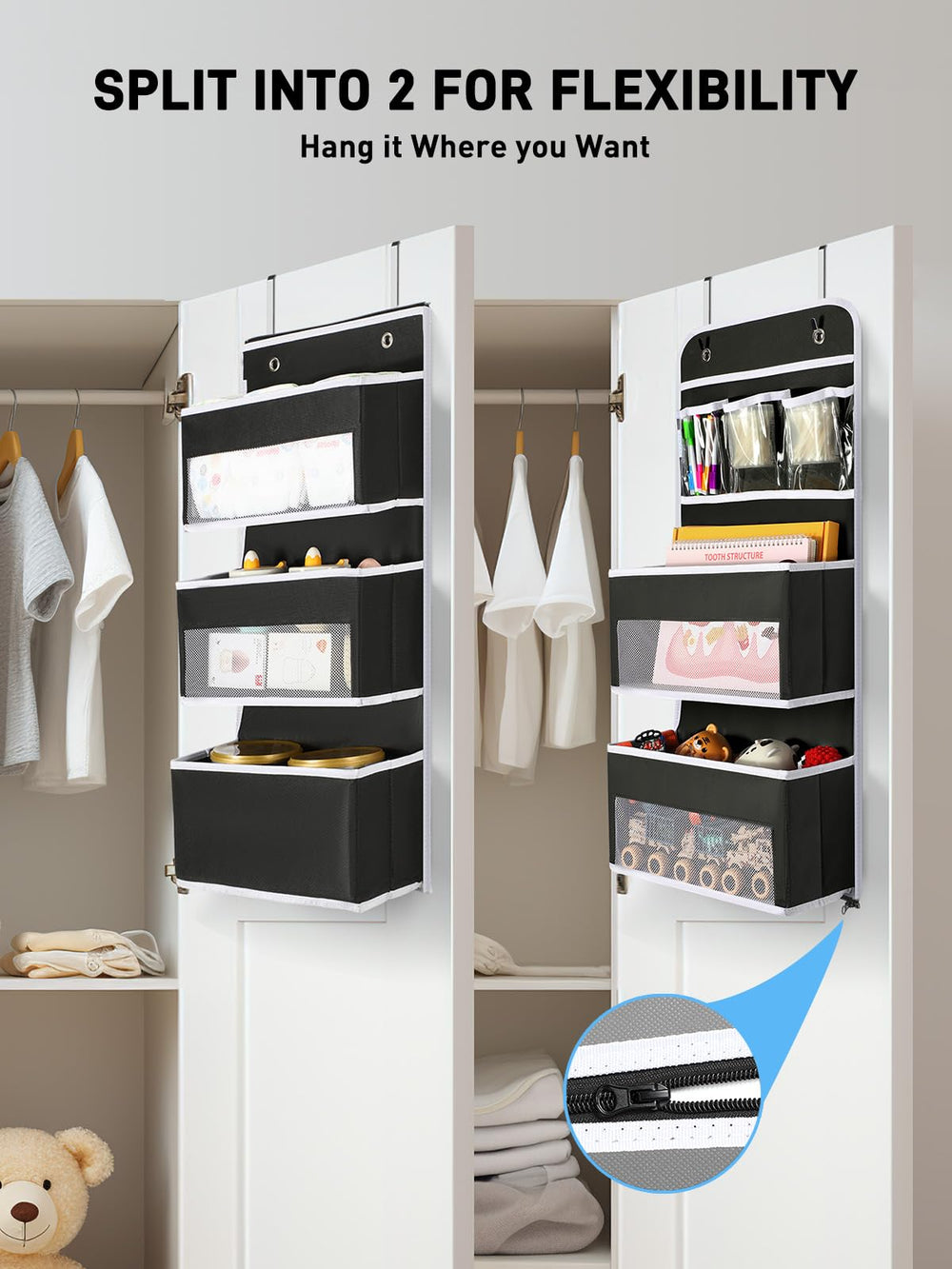 Yecaye swing-proof door organizer stays steady during daily use.