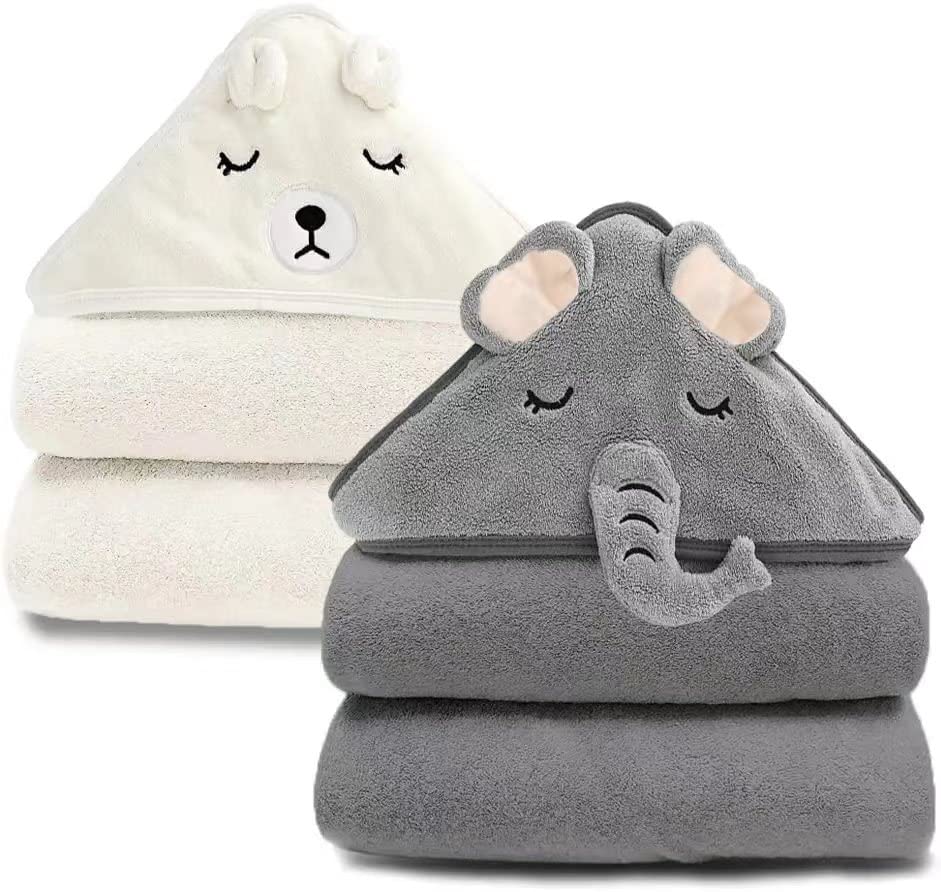 YECELINST URSEORY elephant hooded towel; soft warmth for drying