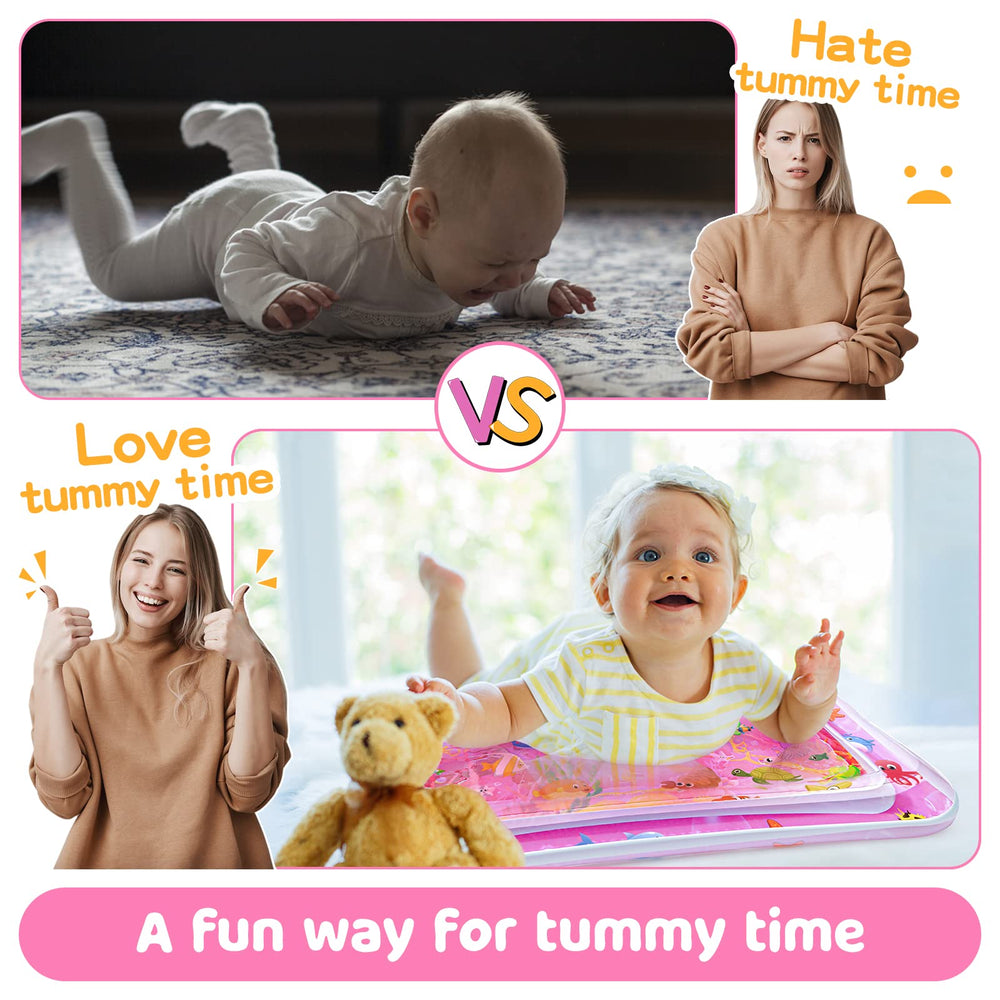 Yeeeasy tummy time water mat pink ocean theme supports imaginative play