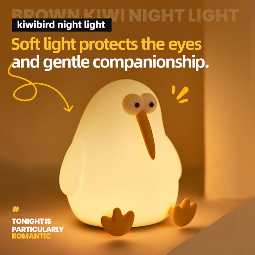 YEEFIGRO squishy kiwibird night light offers tactile appeal for toddlers at bedtime.