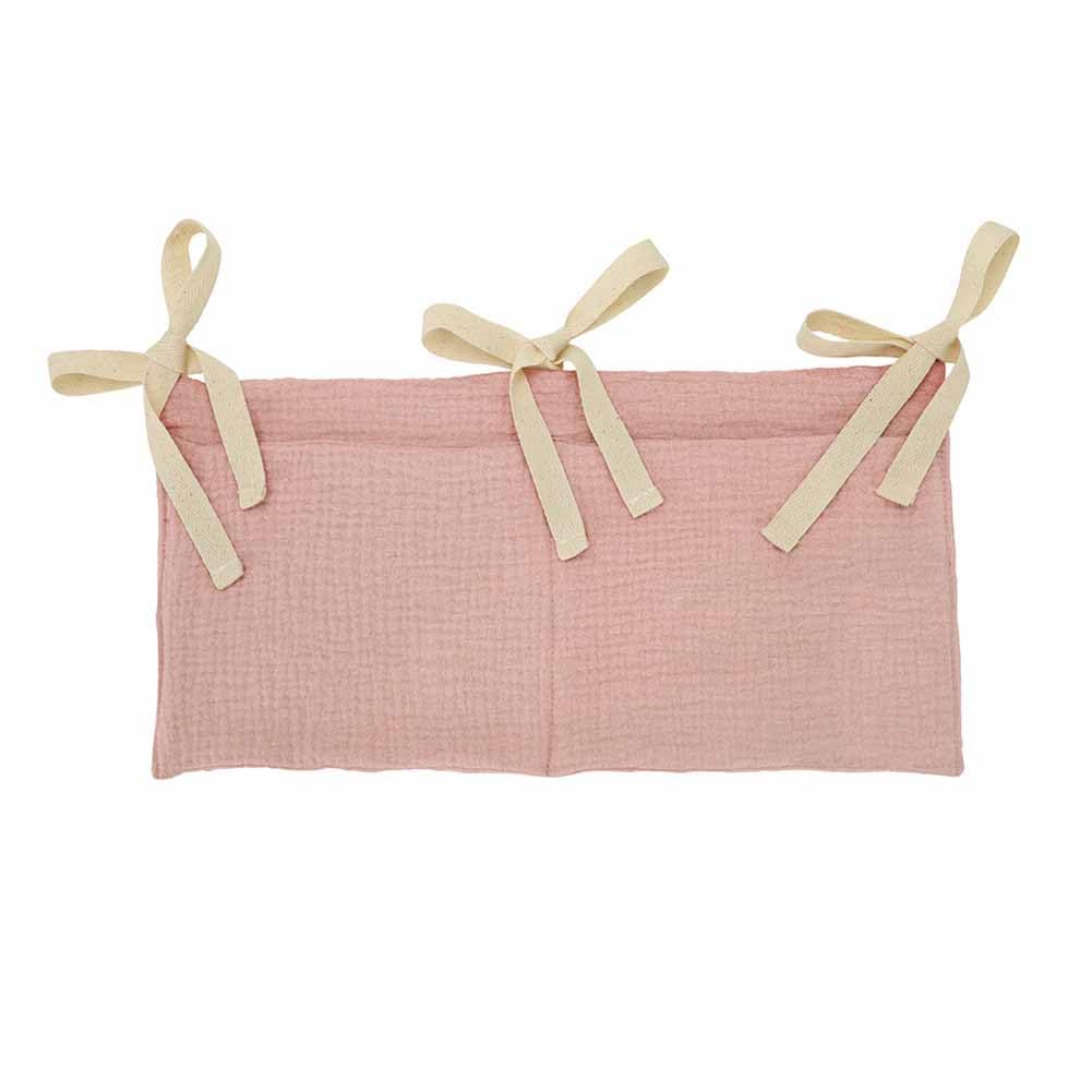 YeeMan two-pockets crib organizer stores wipes and toys neatly.