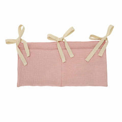YeeMan two-pockets crib organizer stores wipes and toys neatly.