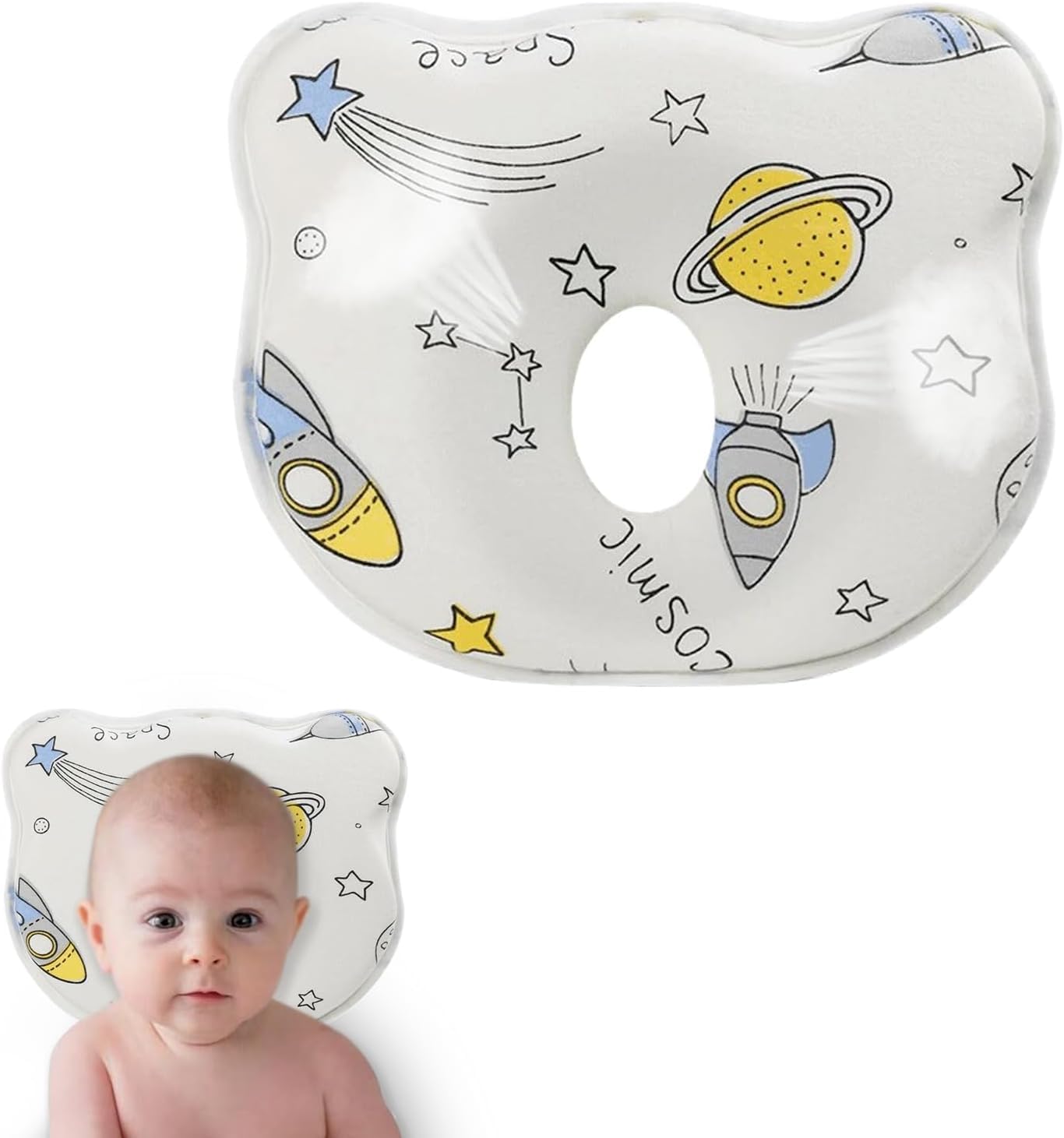 YEHUOT baby pillow cartoon bear front view shows gentle head support for infants