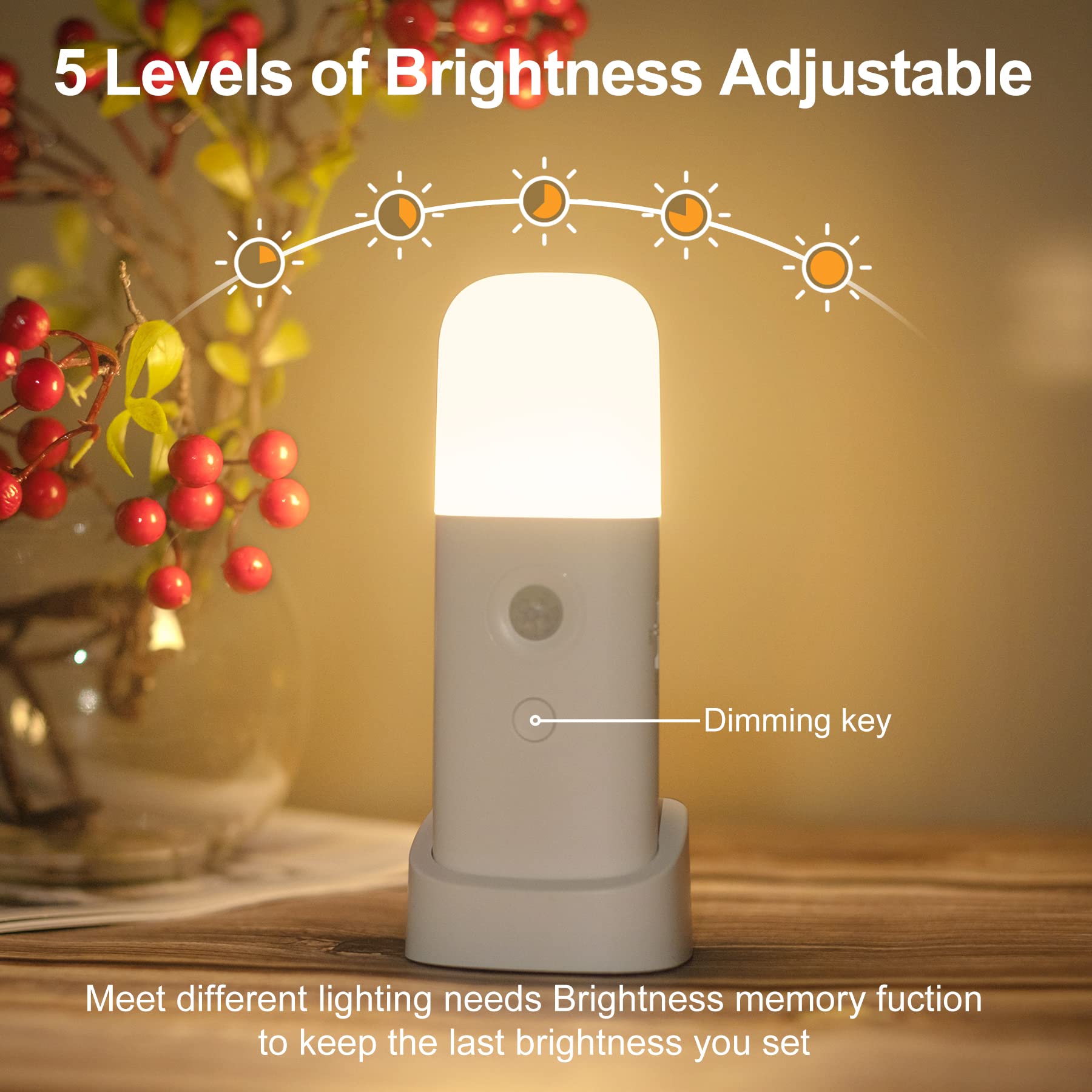 YELKO rechargeable 2000mAh night light provides portable power for any room.