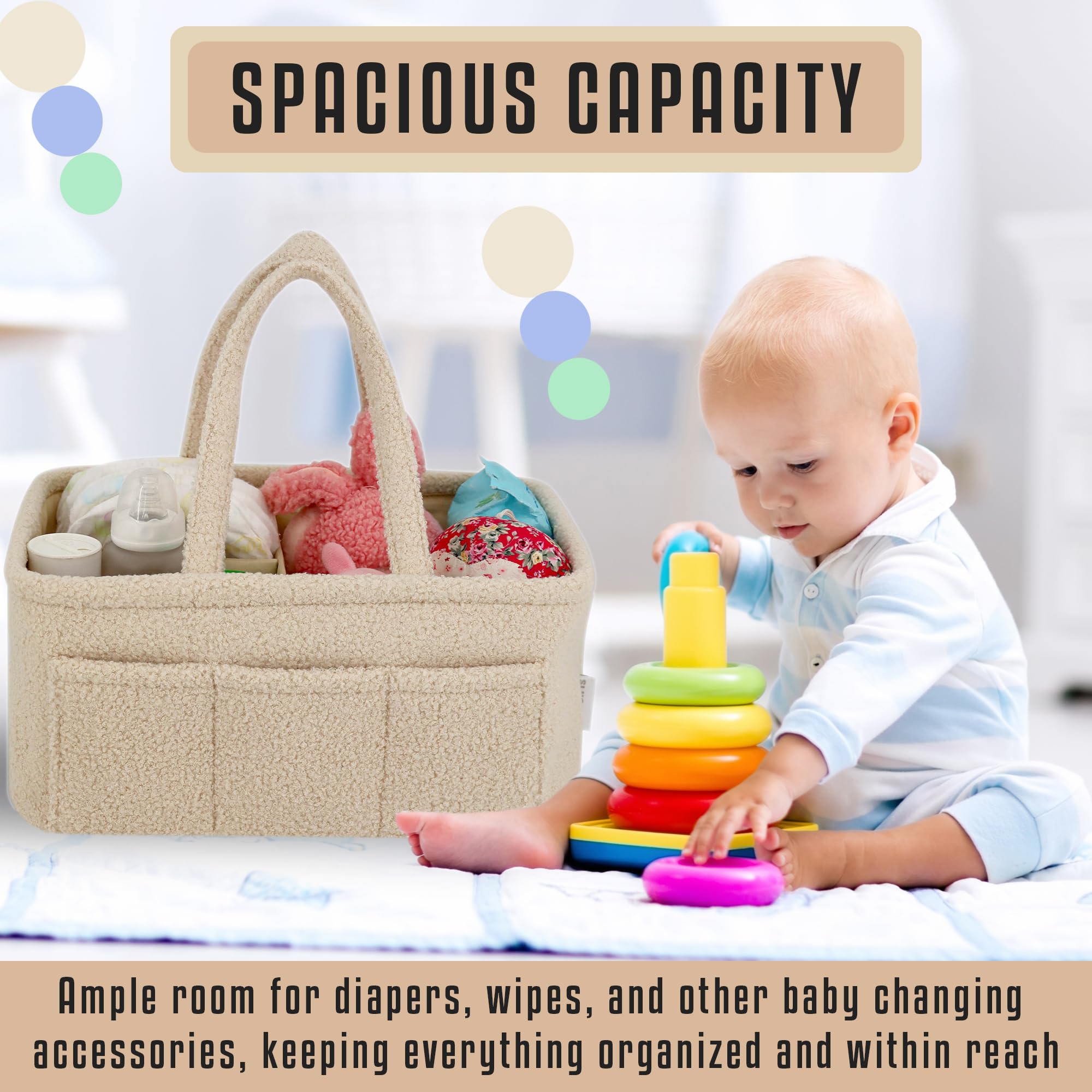 YelloIris diaper caddy sturdy handles for effortless transport.