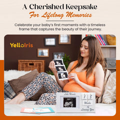 YelloIris white ultrasound-frame count-up-tiles lets you track your child age beyond birth.