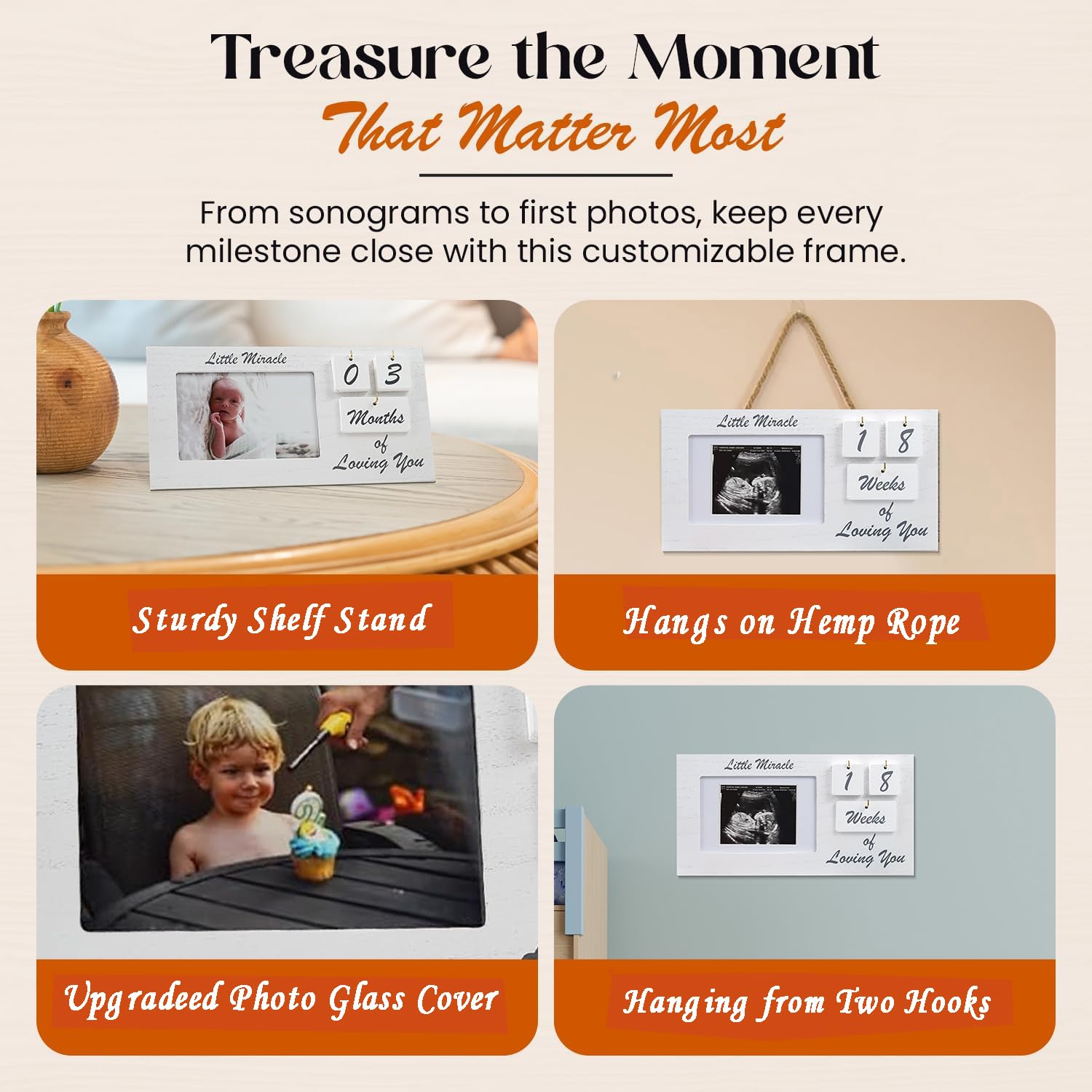 YelloIris white ultrasound-frame three-photo-mats accommodates multiple photos in a flexible layout.