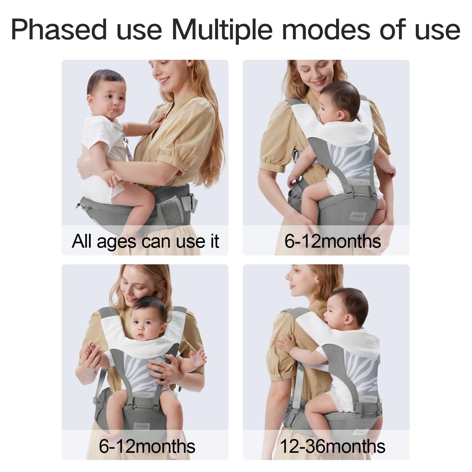 YEMKEZO storage-pockets-grey keep bottles, diapers, and keys within easy reach