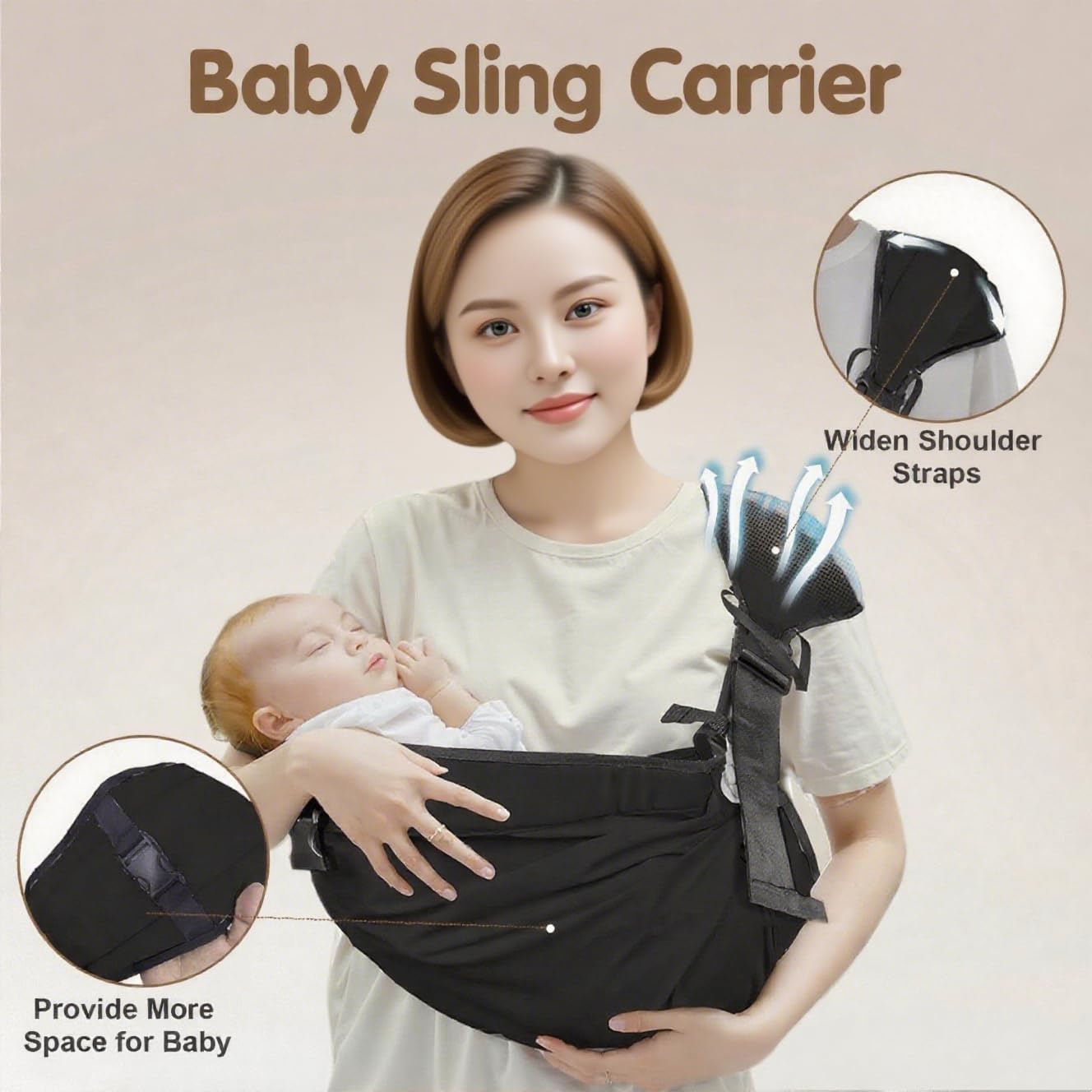 Yemyig multi-functional sling shows sit-and-sleep configurations for busy parents.