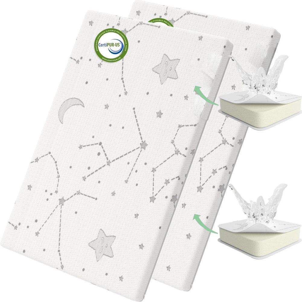 YENING breathable pack-n-play mattress pad 38x26 provides a comfy sleep surface.