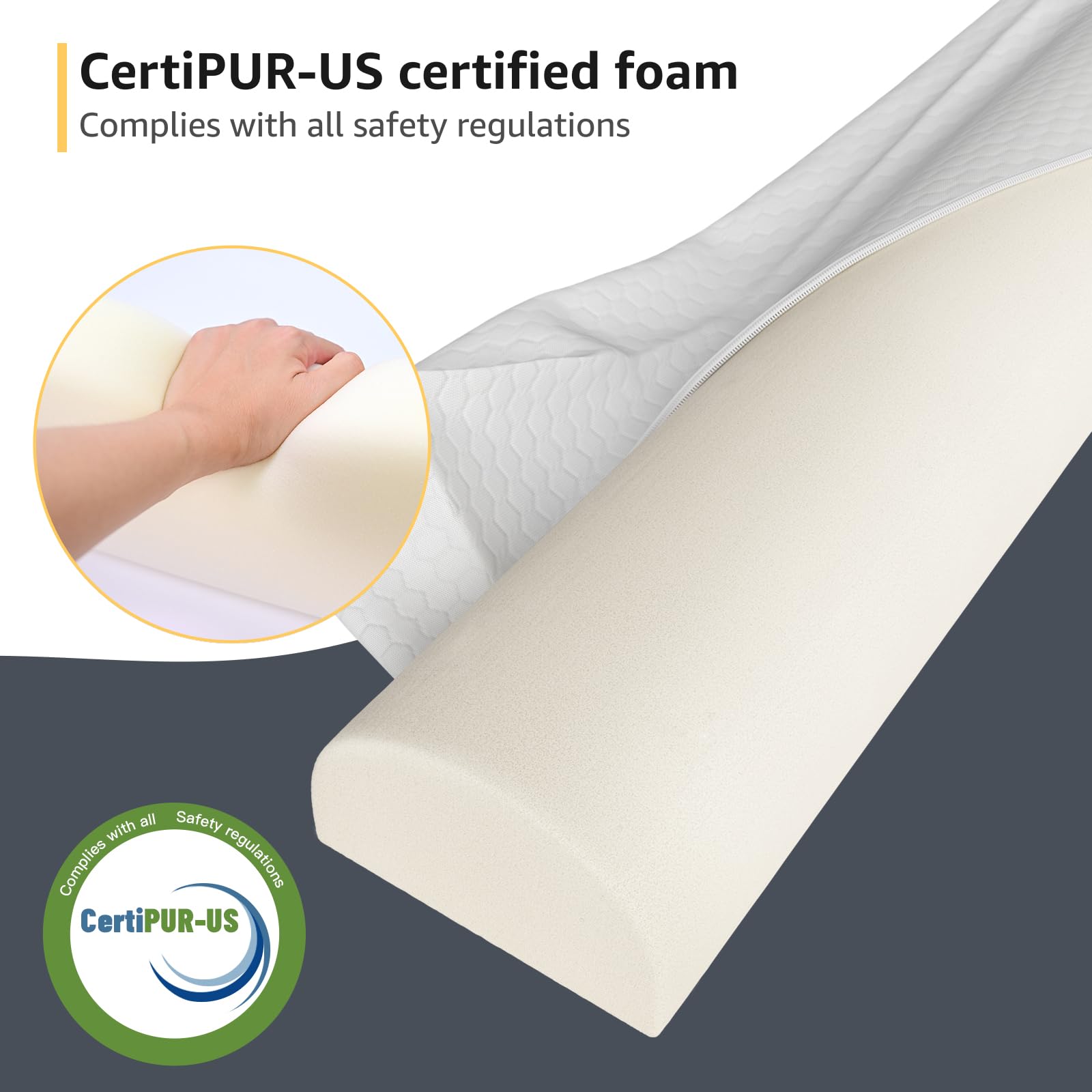 YENING toddler bed guard rail in use on a standard bed