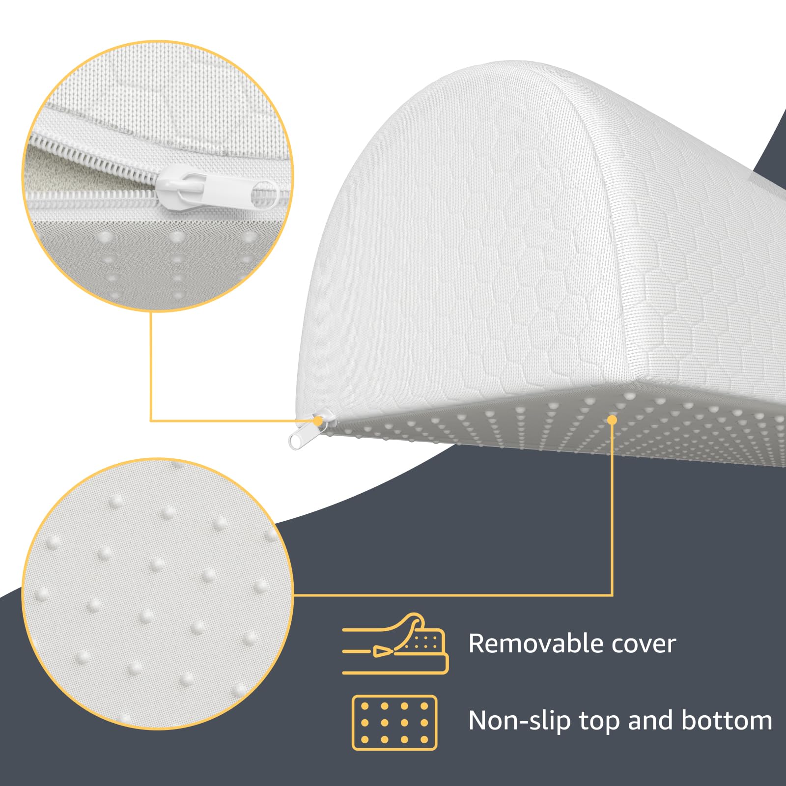 YENING toddler foam bed rail close-up shows soft cushioning