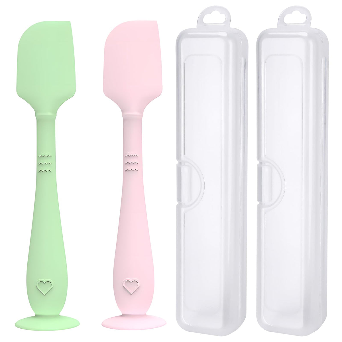 YENLNI diaper cream spatula in green with suction base for hands-free use.