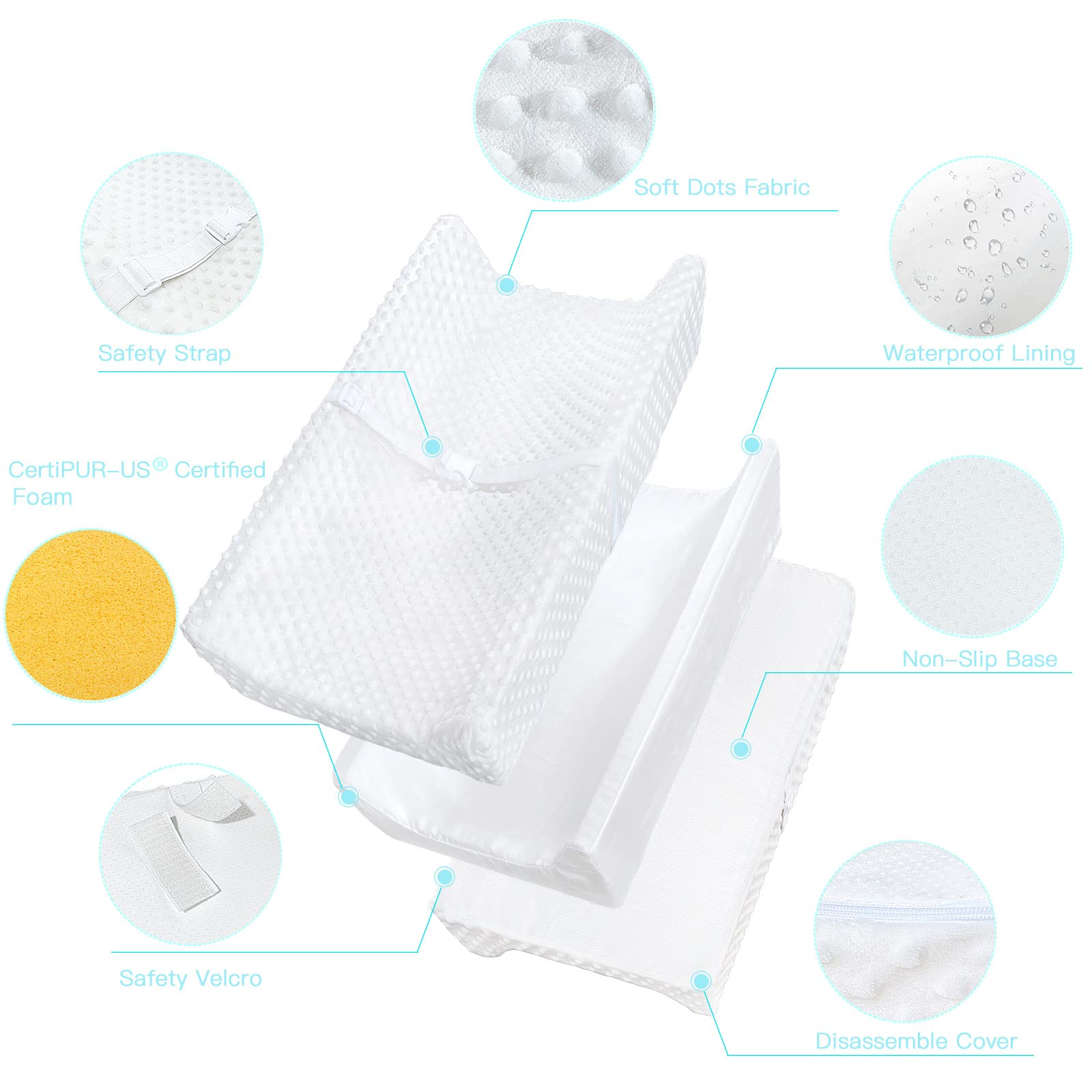 YENING Mini changing pad cover with soft dots fabric for gentle baby touch.