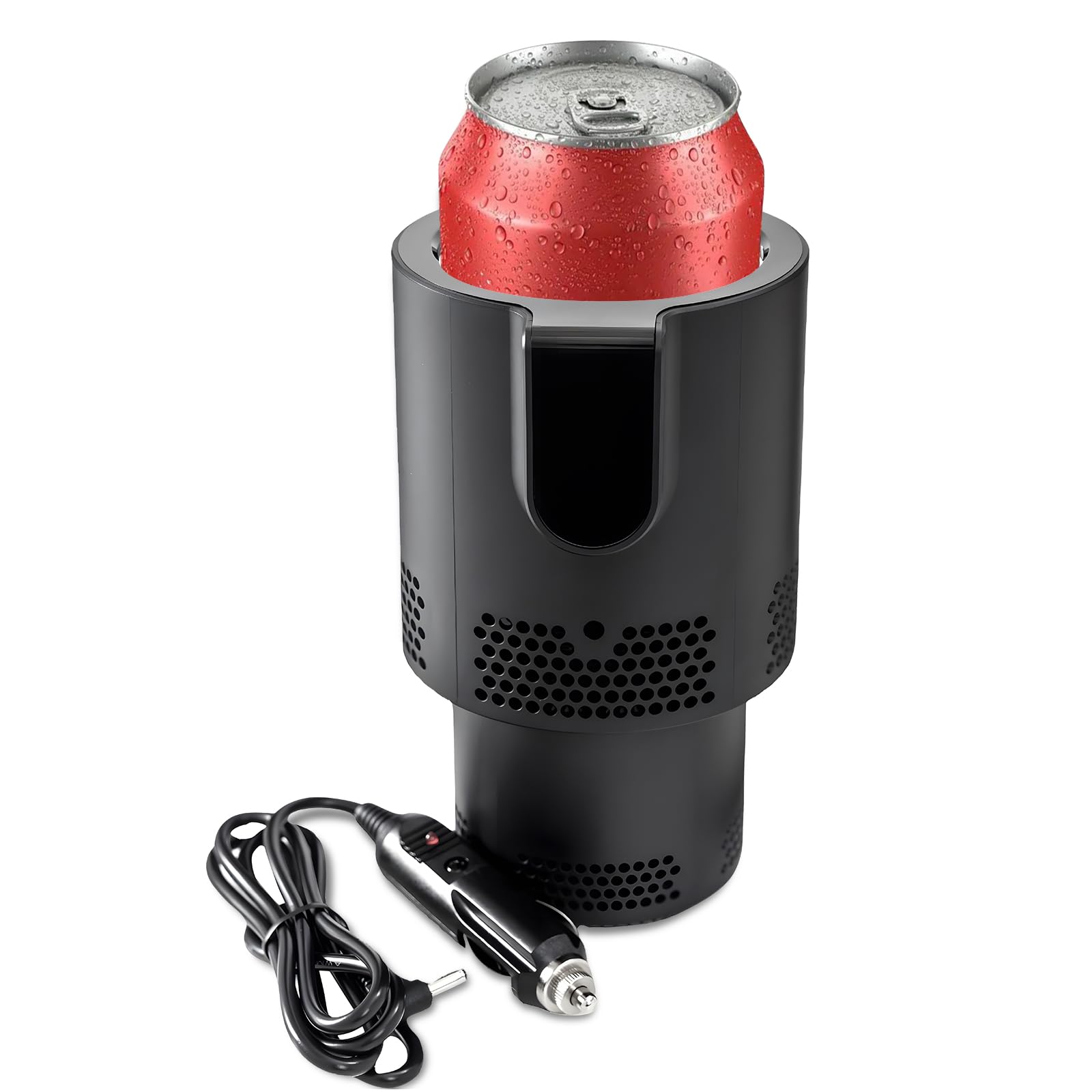 Yesinaly 2-in-1 car cup cooler and warmer front view for space-saving travel comfort.