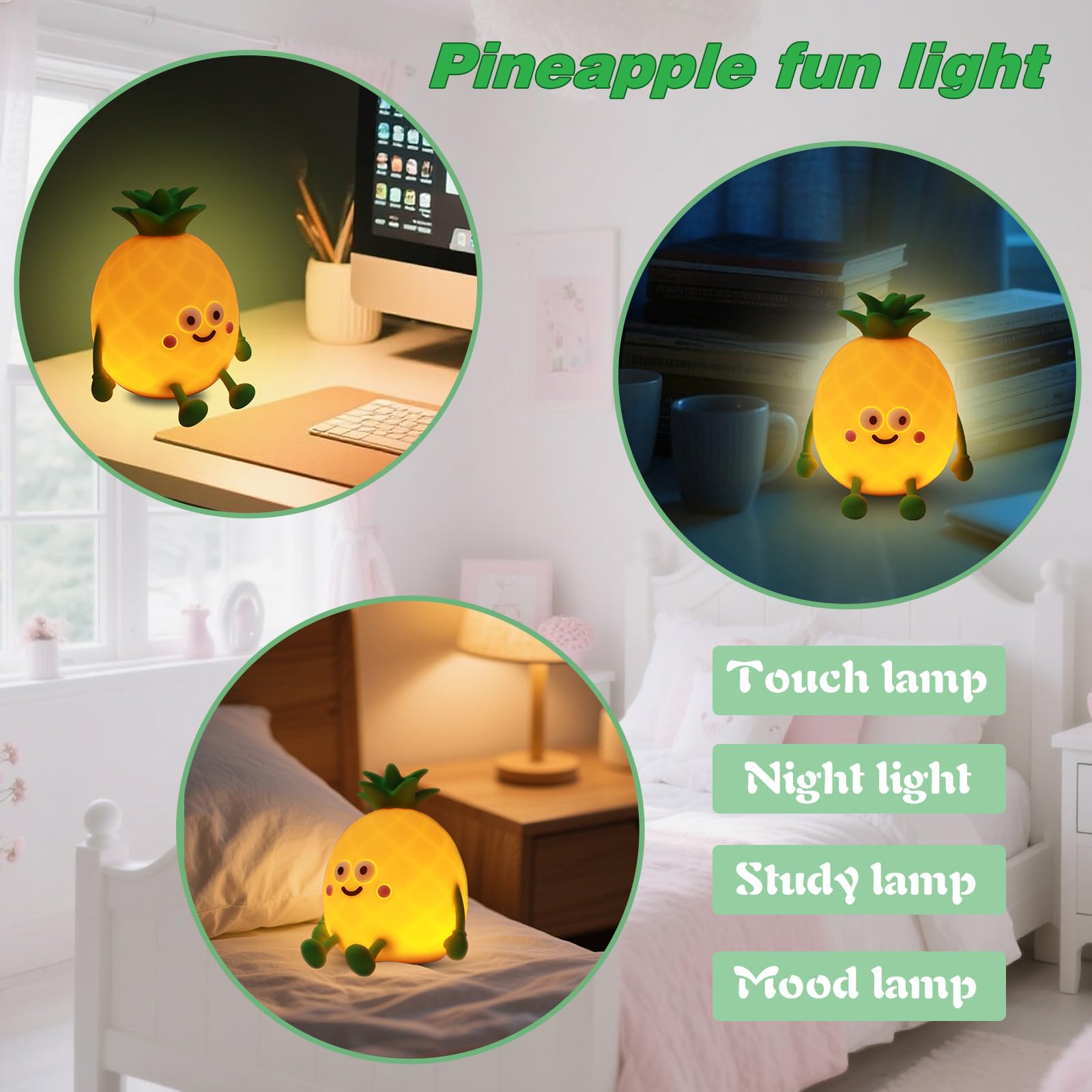 Yesinaly night light USB charging keeps bedside power convenient