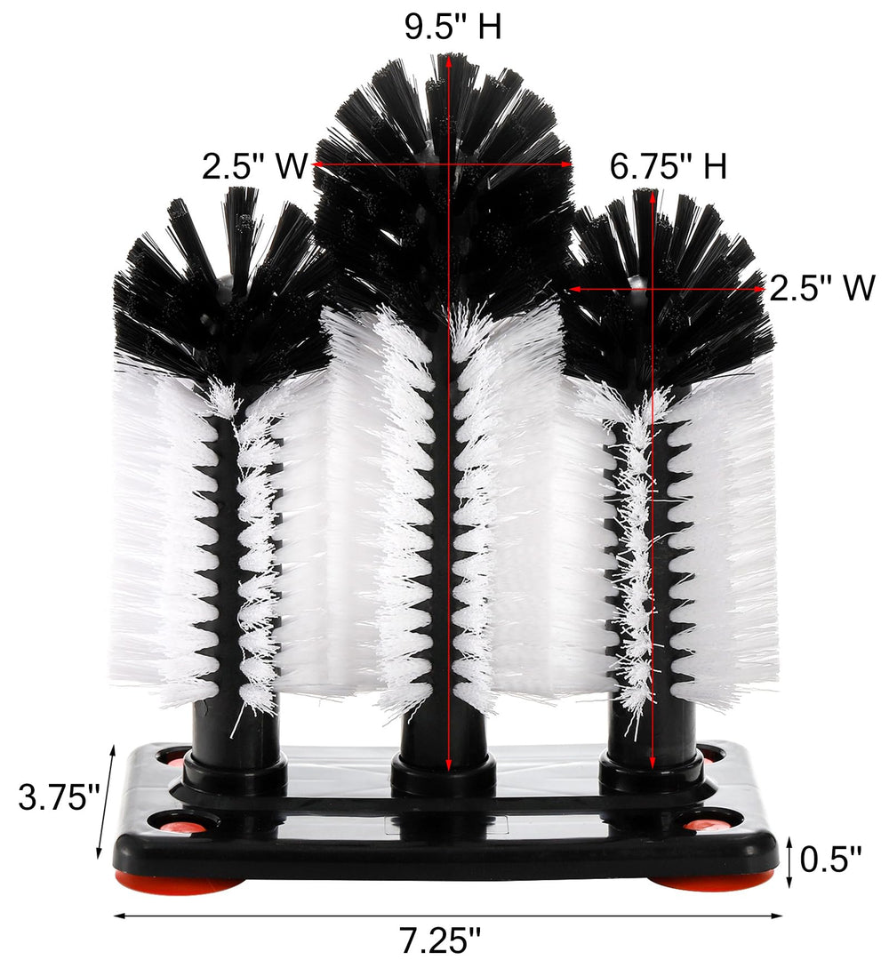 Yesland three-head removable brush showing versatile cleaning for tall glasses and bottles.