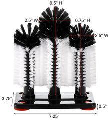 Yesland three-head removable brush showing versatile cleaning for tall glasses and bottles.