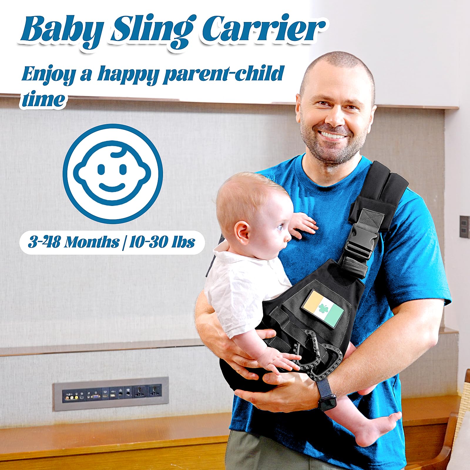 YESYBC baby sling carrier adjustable straps provide comfortable wear for parents.