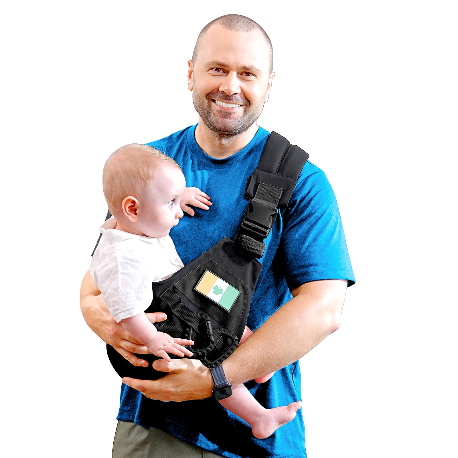 YESYBC Baby Sling Carrier front view shows adjustable fit for growing infants.
