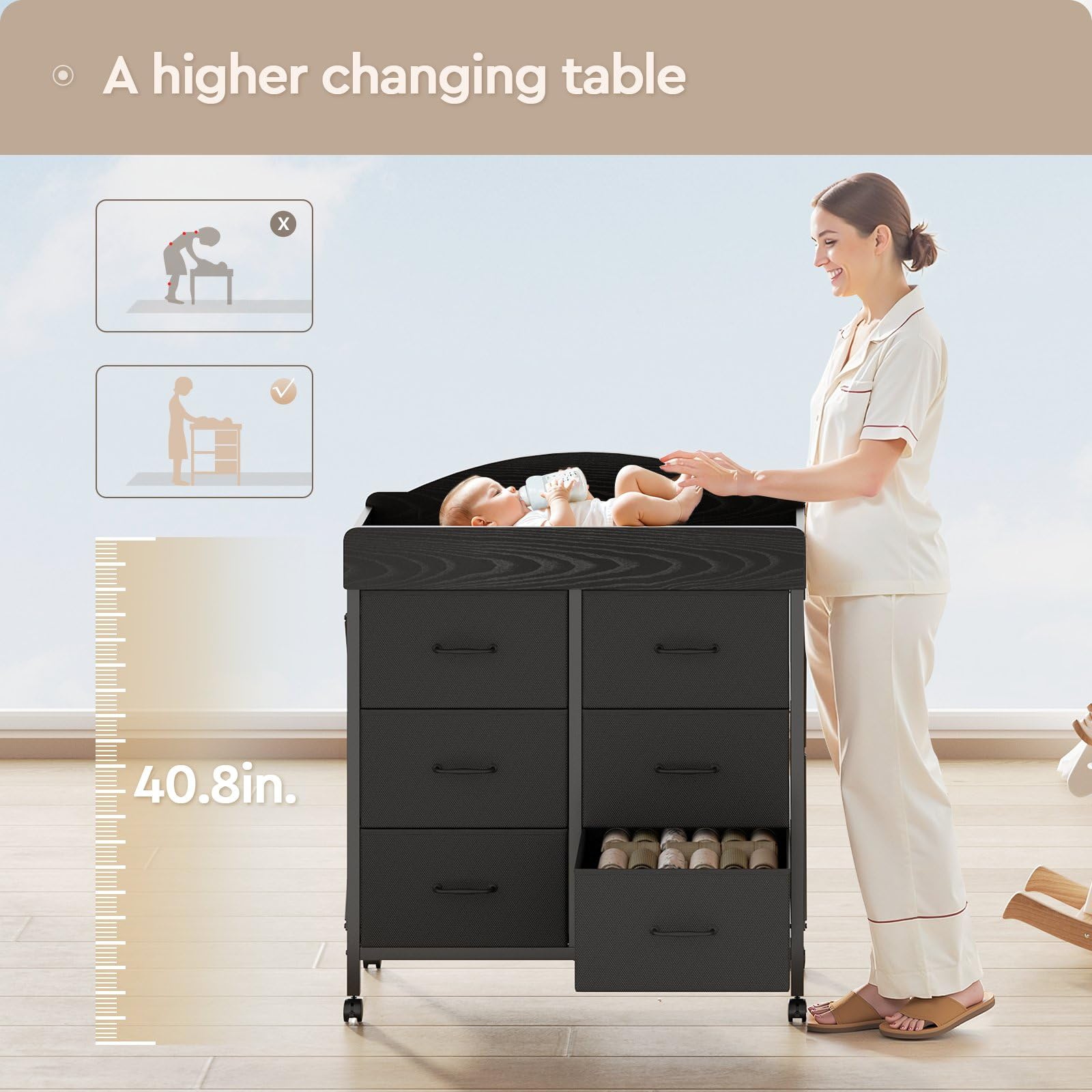 Yetom 6-drawer storage dresser keeps diapers and outfits neatly organized
