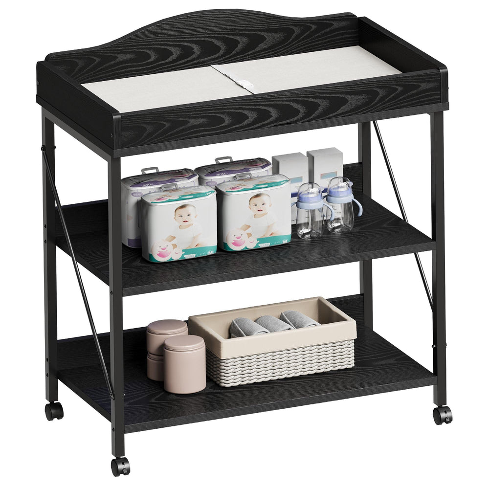 YeTom changing table black top view highlights compact design for tight nurseries