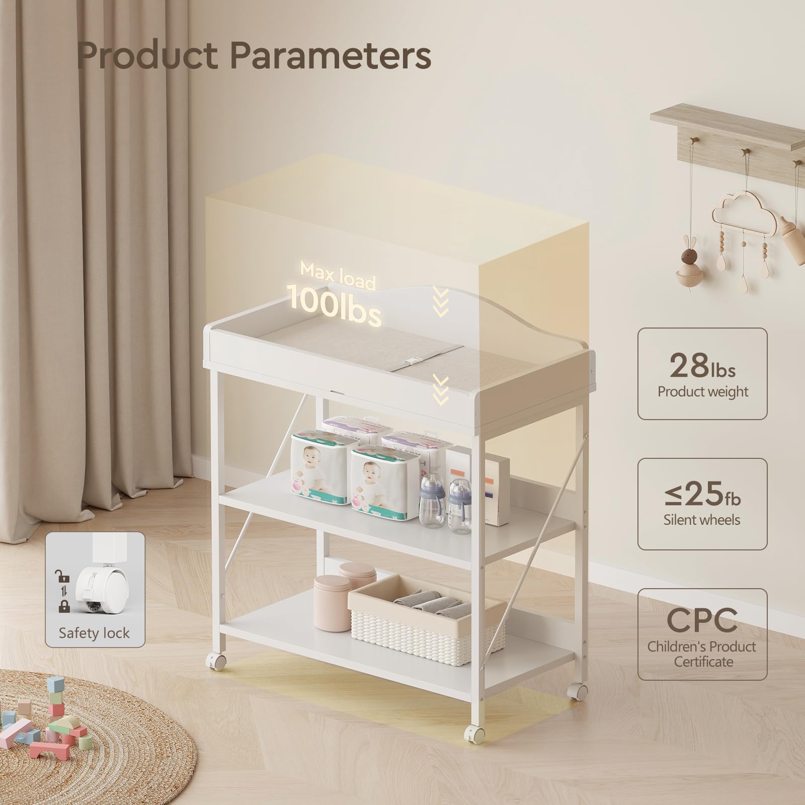 YeTom assembly-friendly changing table with clear instructions for quick setup.