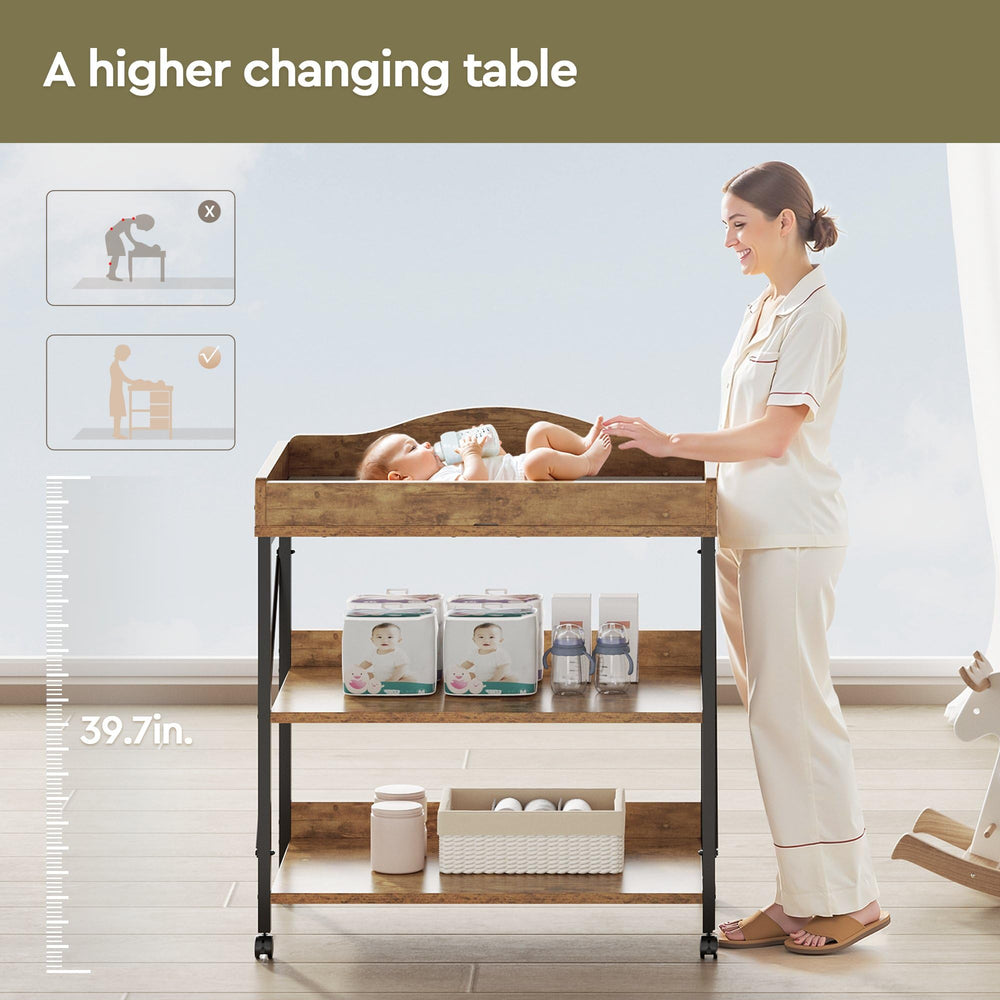 YeTom baby changing table wheels enable effortless room-to-room movement
