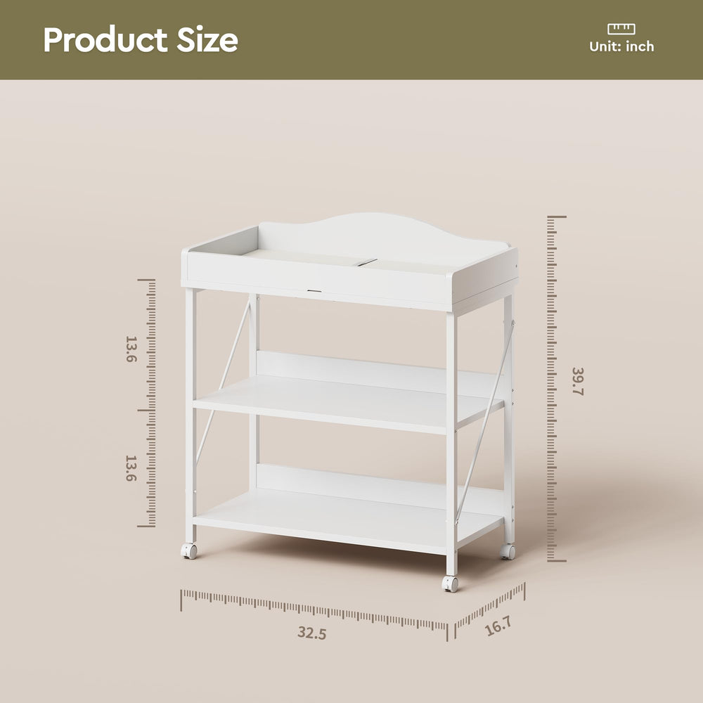 YeTom white finish suits nursery decor while providing a compact changing station.