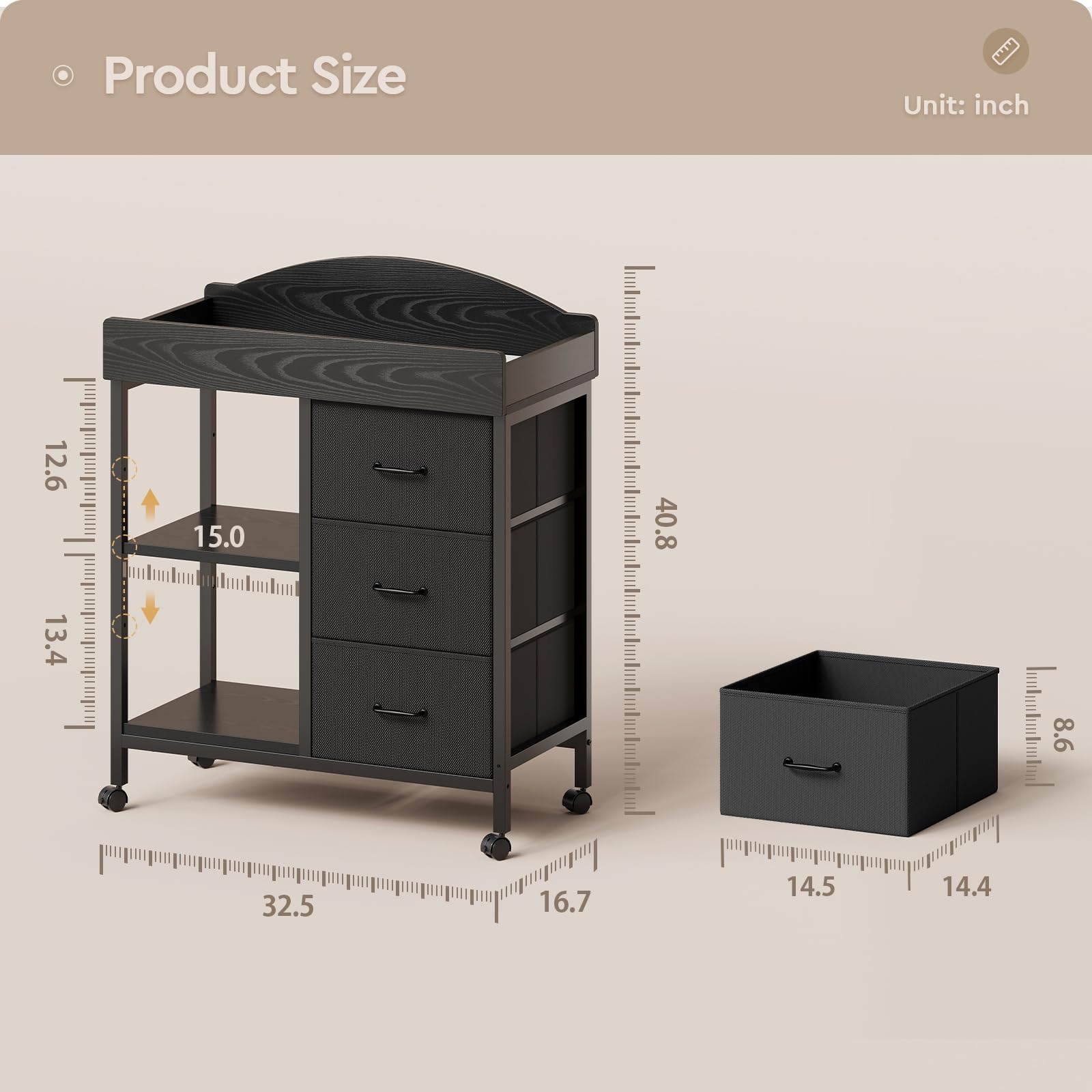 YeTom black finish complements modern nursery decor.