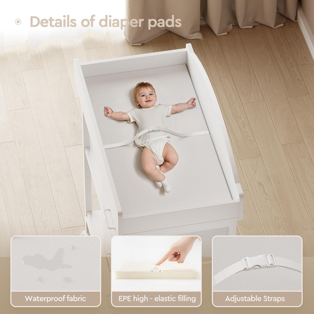YeTom changing table dresser drawers pulled open showing storage
