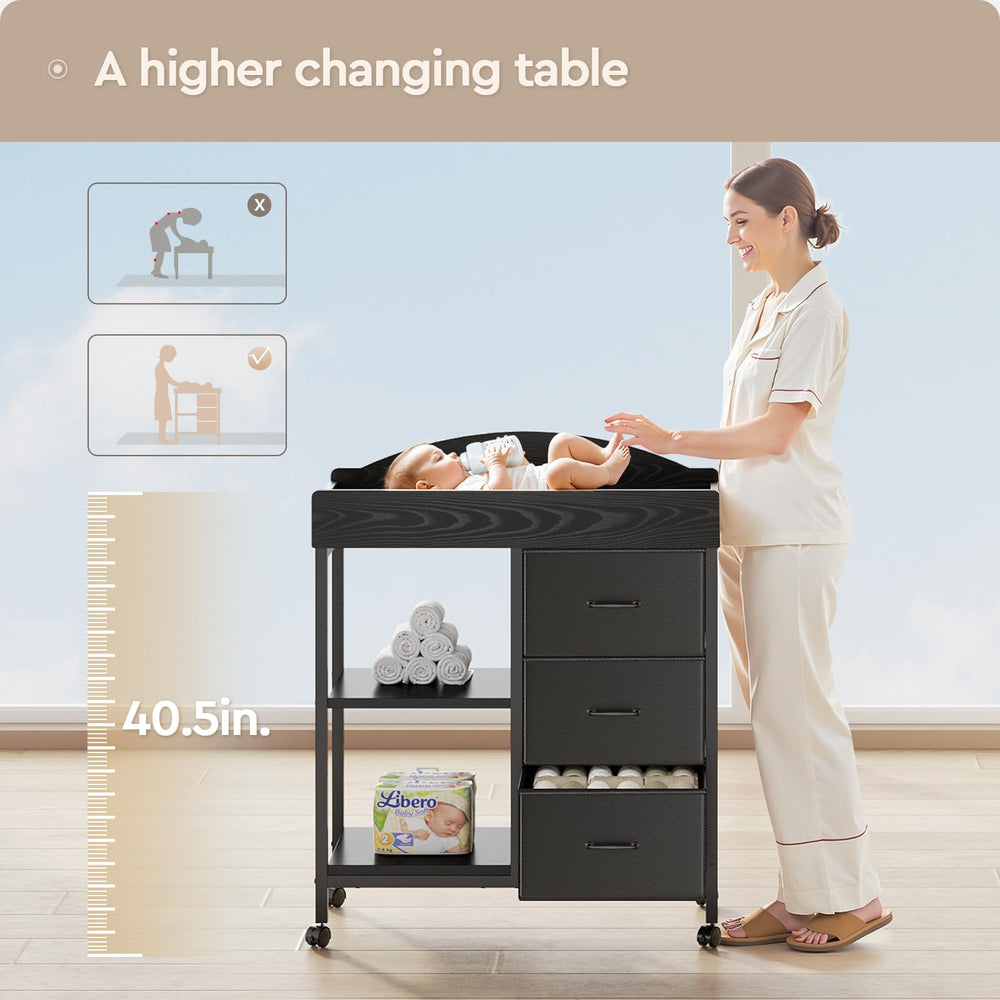 YeTom dresser with two open shelves for clothes and decor.