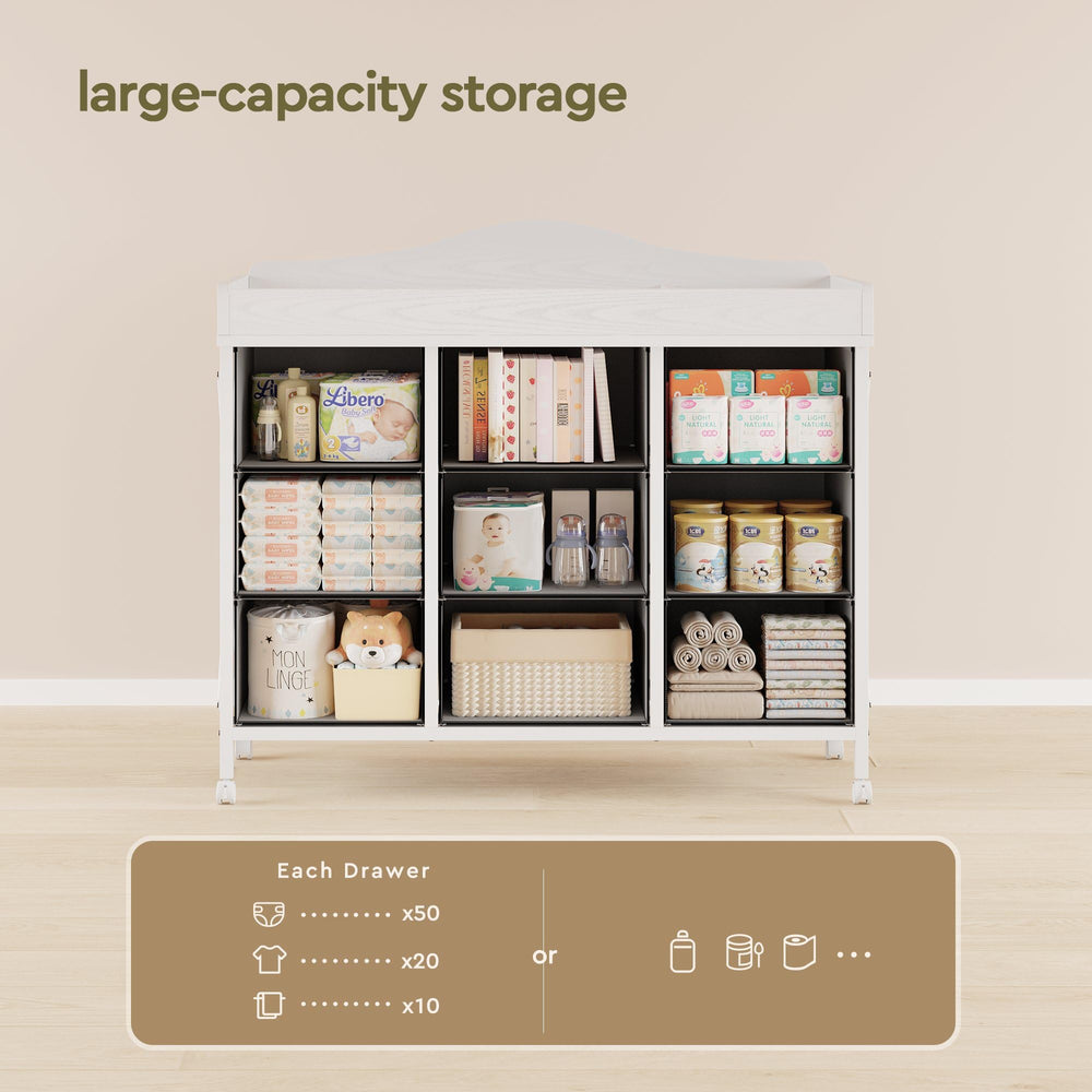 YeTom durable P2-grade plywood topper provides a sturdy changing surface