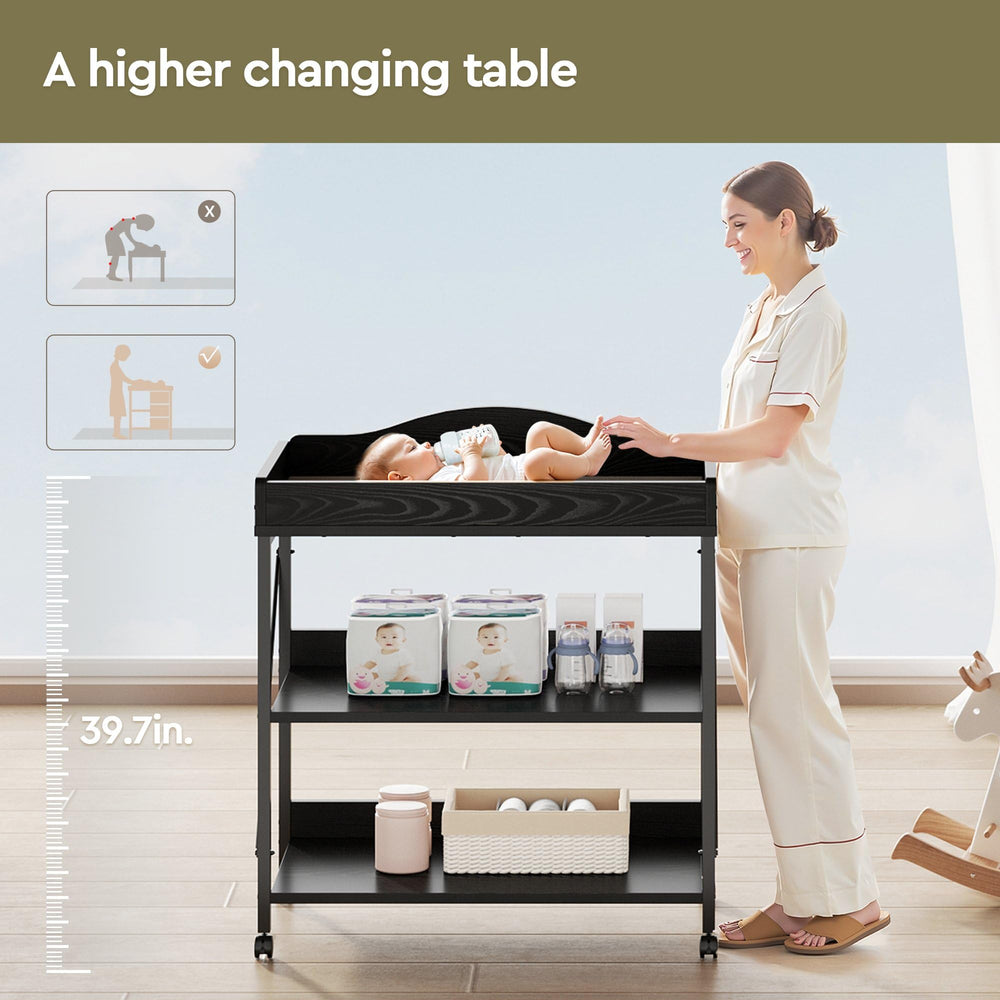 YeTom changing table waterproof pad closeup showing easy wipe-clean surface